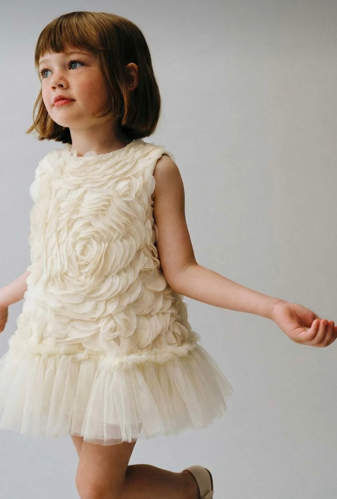 Baby Girl Birthday Party Wedding Dress Short Sleeve Sleeveless Rose Bow Tulle Tutu Lined