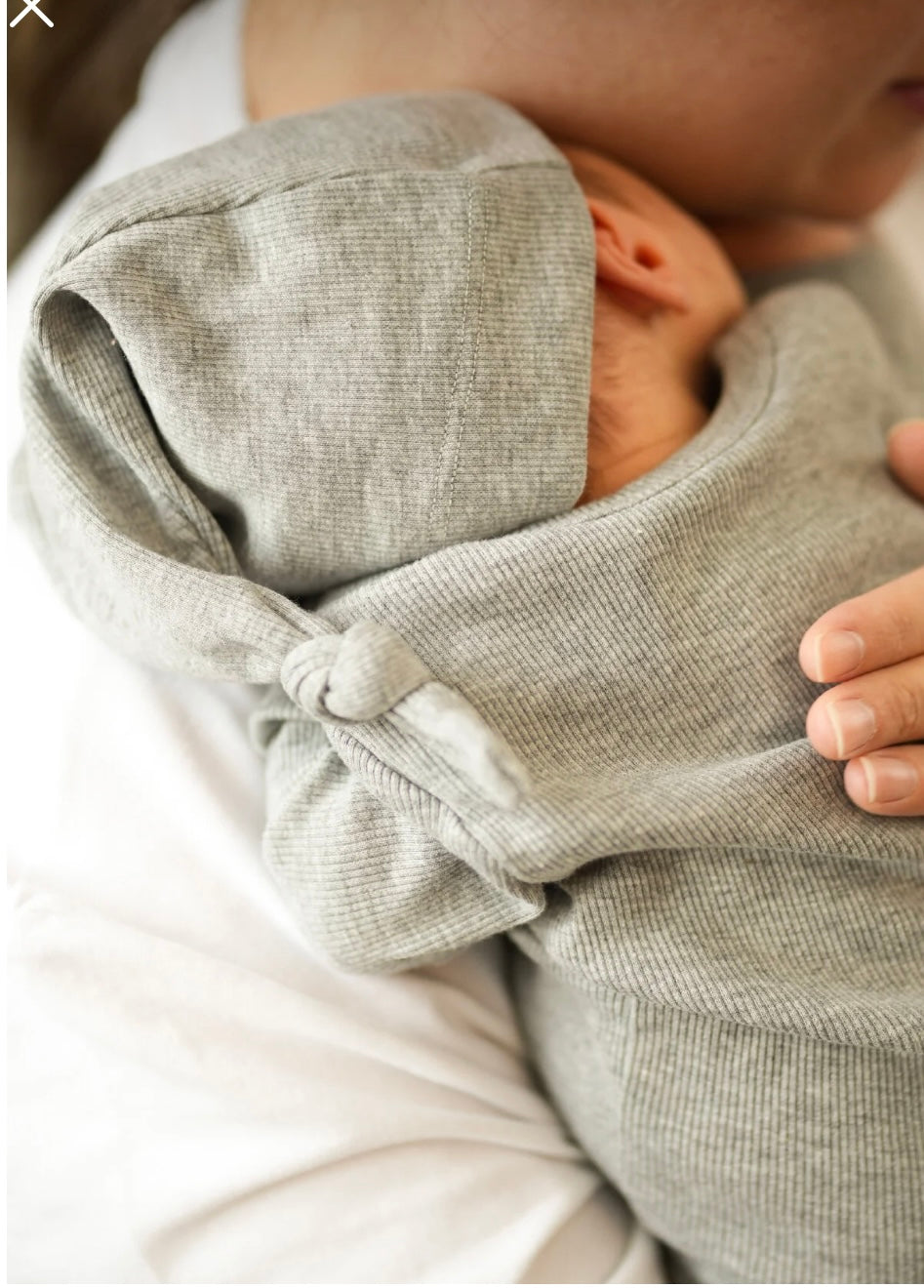 Ribbed and Bottom Tie Baby Bodysuit and Beanie Set 100% Cotton - Easy Bottom Opening Design