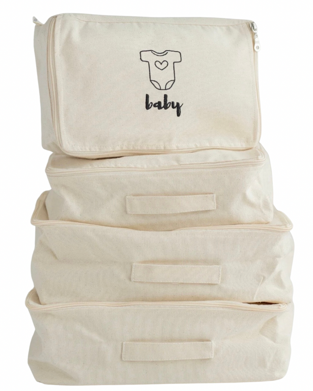 4-Piece Embroidered Cotton Hospital Bag Organizer – For Mom & Baby