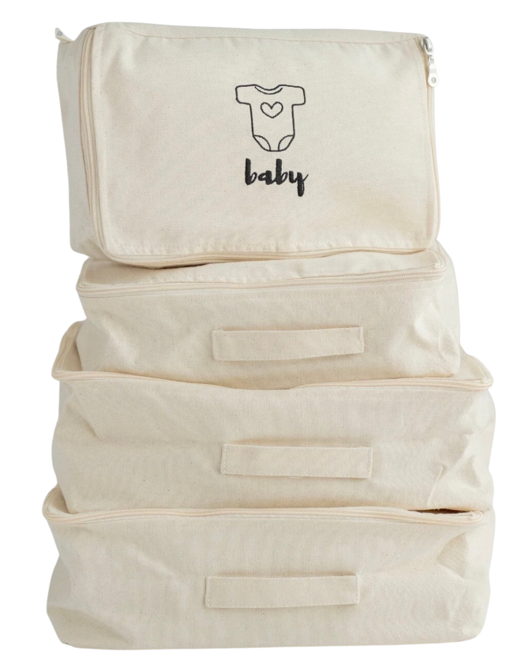 4-Piece Embroidered Cotton Hospital Bag Organizer – For Mom & Baby