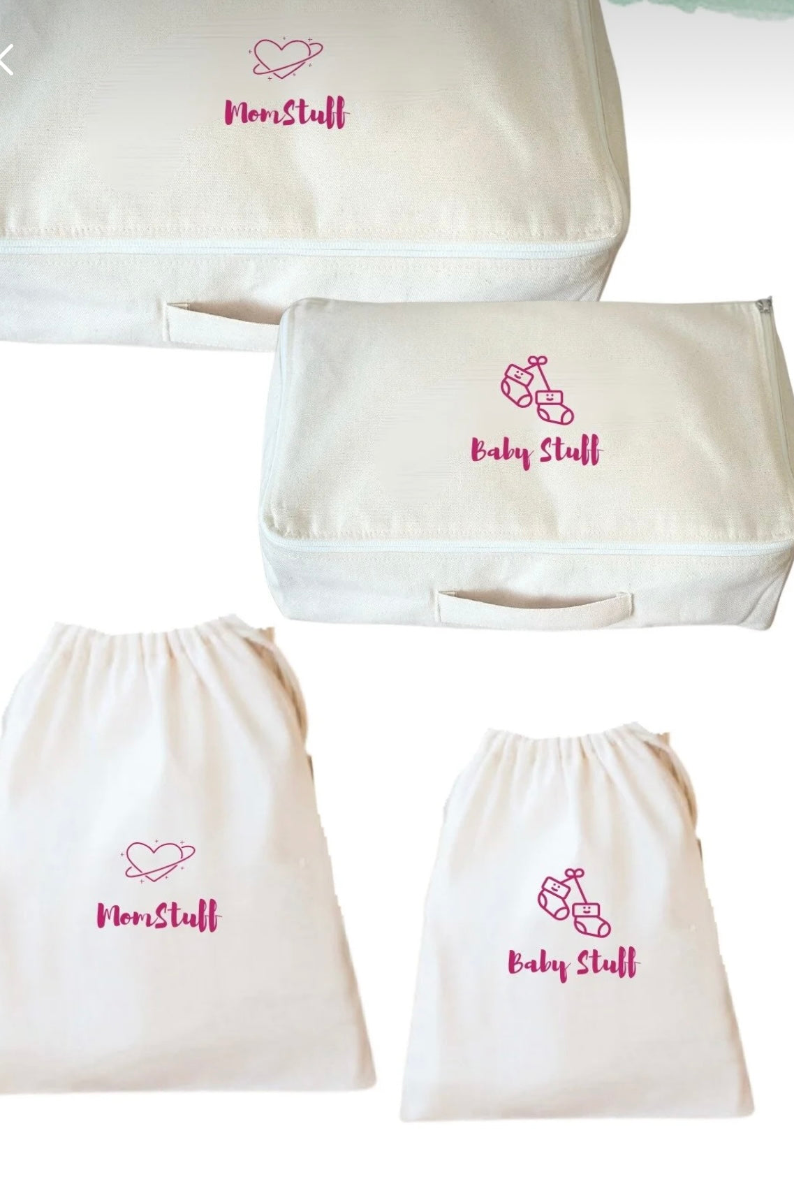 4-Piece Mother Baby Birth Hospital Organizing Suitcase Bag Hospital Discharge
Bag Set Stuff Pink