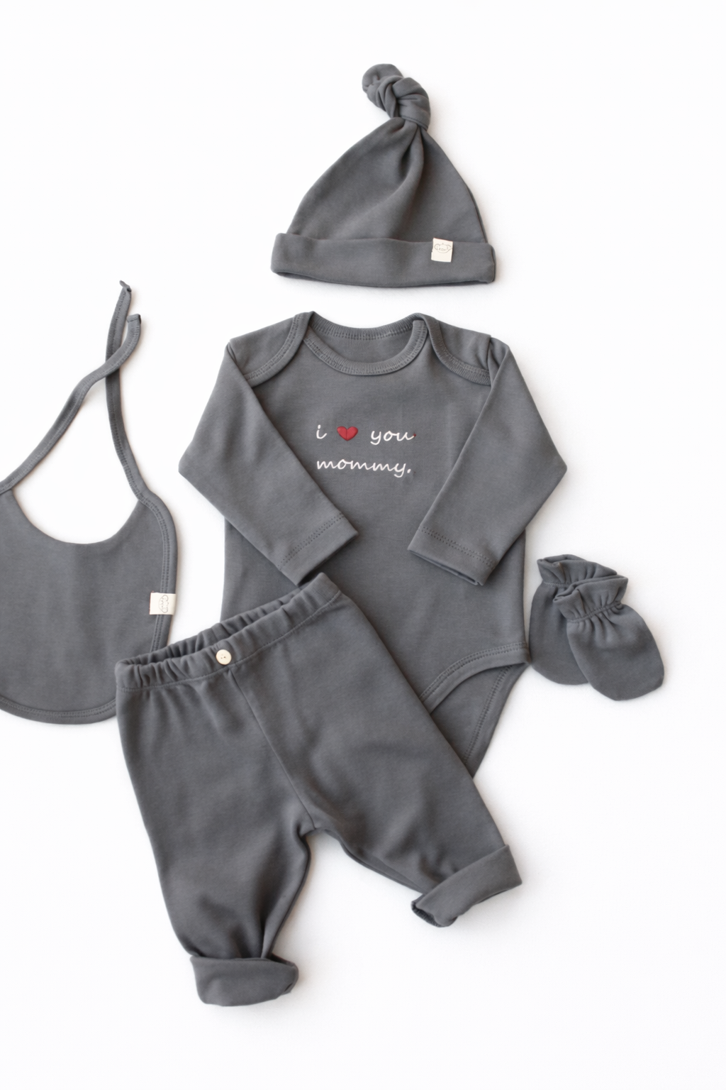 “I Love You Mommy” Newborn Set – Grey